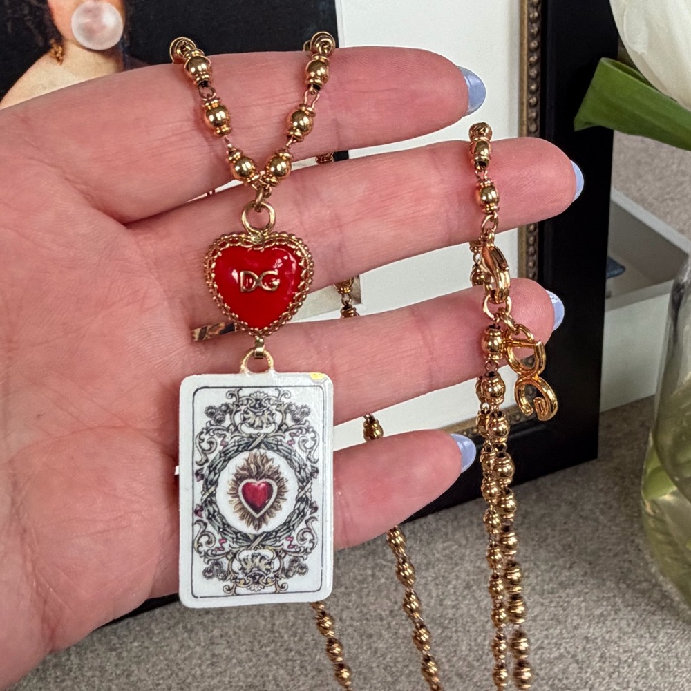 D&G Heart Card Long Necklace with case - Picture 6 of 7